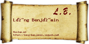Láng Benjámin névjegykártya